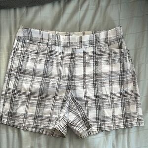 White House black market Plaid Women's Shorts in Black and White